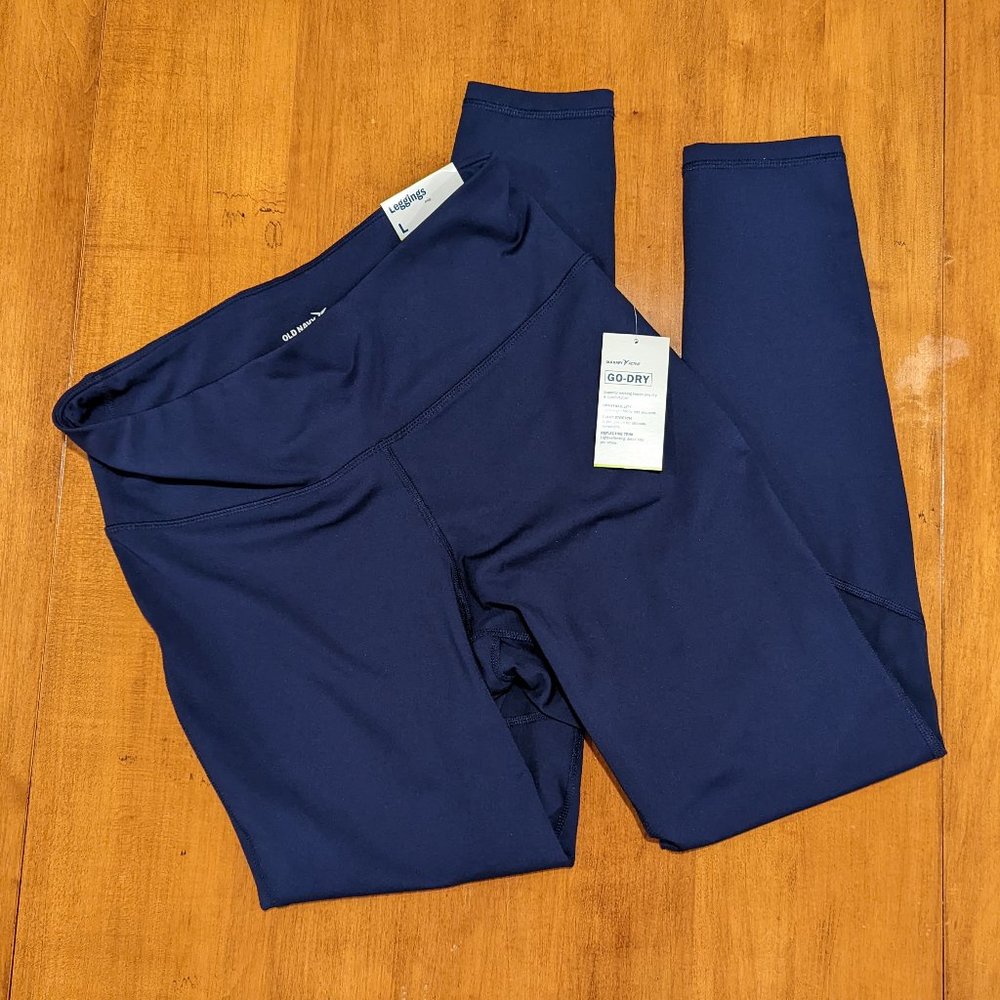 NWT Old Navy Blue High Rise Compression Leggings, Size Large